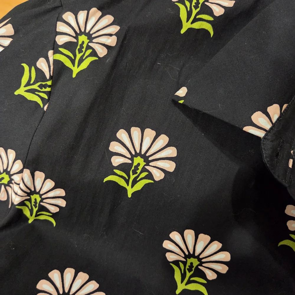 Anthropologie Maeve Black Midi Dress with Pink & Green Floral Print - Size XL - Picture 8 of 9